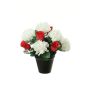 Composition florale artificielle: chrysanthème, rose YESHE, pot décoratif, crème-rouge, 28cm, Ø22cm