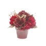 Composition florale artificielle: hortensia, baies SUKI, pot décoratif, rouge-or, 25cm, Ø25cm