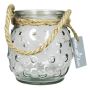 Vase sphérique NAKIS en verre, à pois, avec cordon, transparent, 12,5cm, Ø12cm