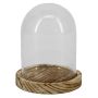 Cloche en verre DANILLA avec socle, bois marbré, transparente, 8cm, Ø6cm