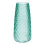 Vase décoratif AMALFRIED à motif losange, verre, turquoise, 21cm, Ø10cm