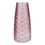 Vase décoratif AMALFRIED à motif losange, verre, vieux rose, 21cm, Ø10cm