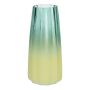 Vase à fleurs en verre AMALFRIED à rainures, bleu et jaune, 21cm, Ø10cm