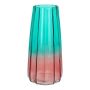 Vase à fleurs en verre AMALFRIED à rainures, turquoise-rose, 21cm, Ø10cm