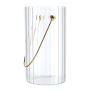 Vase décoratif BLANDINA avec anse, en verre, rainuré, transparent-doré, 18 cm, Ø 10 cm