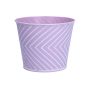 Pot de fleurs CENDRINE en zinc, motif à rayures, violet, 9,3 cm, Ø 11,5 cm