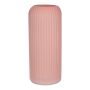 Vase en verre ALBURGIS rainuré, vieux rose mat, 25 cm, Ø 10 cm