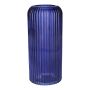 Vase en verre ALBURGIS rainuré, bleu foncé transparent, 25 cm, Ø 10 cm