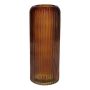 Vase décoratif en verre ALBURGIS rainuré, orange-marron-transparent, 25cm, Ø10cm