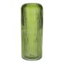 Vase en verre ALBURGIS rainuré, vert-transparent, 25 cm, Ø 10 cm