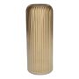 Vase en verre ALBURGIS rainuré, doré métallisé, 25 cm, Ø 10 cm