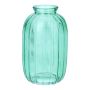 Bouteille SILVINA en verre, rainurée, turquoise-transparente, 12 cm, Ø 7 cm