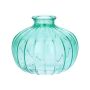 Vase décoratif ALFHARD, verre rainuré, turquoise-transparent, 8,5cm, Ø10,5cm