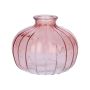 Vase décoratif ALFHARD, en verre strié, vieux rose-transparent, 8,5cm, Ø10,5cm