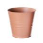 Pot rond en zinc MICOLATO avec rainures, terracotta, 12cm, Ø13,5cm