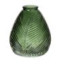 Vase bouteille NELLOMIO avec structure de feuille, verre, vert-transparent, 16cm, Ø14cm