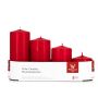 Bougies de l'Avent JENARO, 4 pièces, gradué, rouge, 6cm, 8cm, 10cm, 12cm, Ø5cm - Made in Germany
