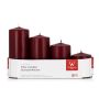 Bougies de l'avent JENARO, 4 pièces, gradué, bordeaux, 6cm, 8cm, 10cm, 12cm, Ø5cm - Made in Germany