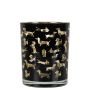 Photophore en verre GEORGETTE avec motif teckel, noir mat et doré brillant, 12,5cm, Ø10cm