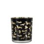 Photophore en verre GEORGETTE avec motif teckel, noir mat et doré brillant, 8cm, Ø7,5cm
