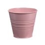 Pot rond en zinc MICOLATO avec rainures, rose, 12cm, Ø13,5cm