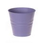 Pot rond en zinc MICOLATO avec rainures, lilas, 12cm, Ø13,5cm