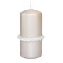 Bougie pilier JULIETTA, anneau de soie en relief, crème, 15cm, Ø7cm, 63h