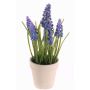 Fleur artificielle Muscari ARABELLA dans un pot décoratif, lilas-bleu, 25cm, Ø2-3cm