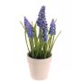 Fleur artificielle Muscari ARABELLA dans un pot décoratif, lilas-bleu, 25cm, Ø2-3cm