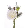 Bouquet de roses artificielles FANNI, pommes de pin, neige, blanc, 30cm, Ø15cm