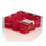 Lot de 18 bougies chauffe-plat / bougie de table KENNY, rouge rubis, 1,8cm, Ø3,8cm, 4h