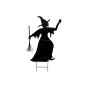 Élément décoratif d'Halloween: silhouette de sorcière SPOOKY WITCH, métal, noir, 150cm
