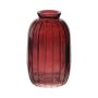 Bouteille décorative SILVINA en verre, rainures, brun rouge-transparent, 11,8cm, Ø7cm