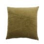 Coussin douillet en velours NOELANI, coutures décoratives obliques, vert kaki, 45x45cm