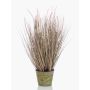 Herbe à lampes artificielle OVIDIO, panicules, pot en zinc, rose-vert, 60cm