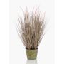 Herbe à lampes artificielle OVIDIO, panicules, pot en zinc, rose-vert, 70cm