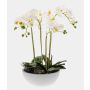 Orchidée Phalaenopsis artificielle MINA dans un pot en céramique, blanche, 60 cm