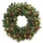 Couronne de Noël artificielle KERRY avec pommes de pin, LED, verte, Ø75cm