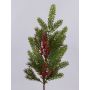 Branche artificielle VARDALIA, sapin, baies, pommes de pin, rouge-vert, 75cm