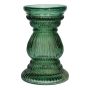 Vase à fleurs en verre ELEONORE rainuré, recyclé, vert-transparent, 20 cm, Ø 12,5 cm
