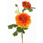 Branche de renoncule synthétique SAGARA, orange-vert, 45cm, Ø5-9cm