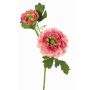 Branche synthétique de renoncule SAGARA, rose-fuchsia-vert, 45cm, Ø5-9cm