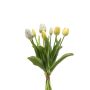 Bouquet de tulipes artificielles Mix LONA, blanc-jaune, 40cm