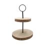 Étagère en bois de paulownia JESSALYN, 2 niveaux, naturel, 38cm, Ø33cm