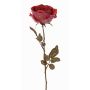 Rose artificielle NAJMA, aspect séché, vieux rouge-violet, 65cm, Ø10cm