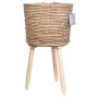 Jardinière scandinave SOLEA, pieds en bois, beige, 60cm, Ø30cm