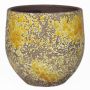 Pot en céramique rustique TSCHIL, dégradé, jaune ocre-brun, 16cm, Ø17cm