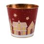 Pot de fleurs en zinc MAVETA avec motif maison en pain d'épices, rouge foncé-cuivre, 18cm, Ø20,5cm