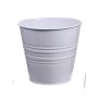 Pot rond en zinc MICOLATO avec rainures, blanc, 12cm, Ø13,5cm