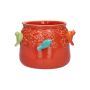 Pot de fleurs BIRDIE en céramique, avec des oiseaux en 3D, rouge-bleu-vert-orange, 11cm, Ø13,5cm